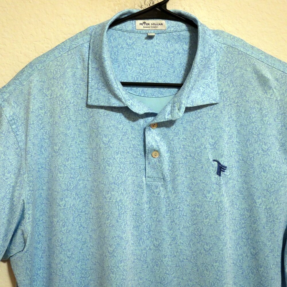Peter Millar Shirt Mens XL Summer Comfort Short Sleeve Golf Polo Blue Golf Clubs
